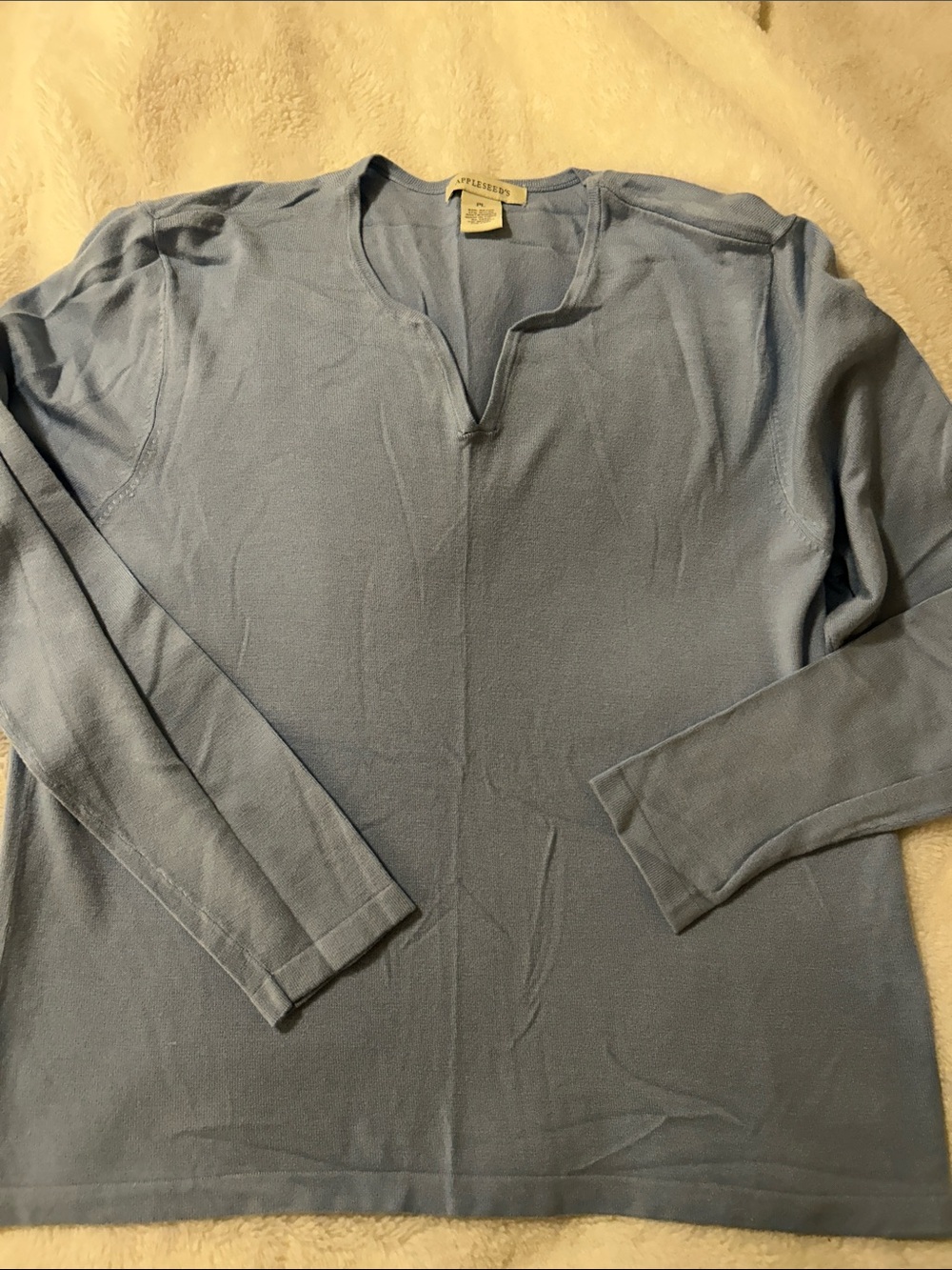 Appleseed's Light Blue V-Neck Notch Sweater